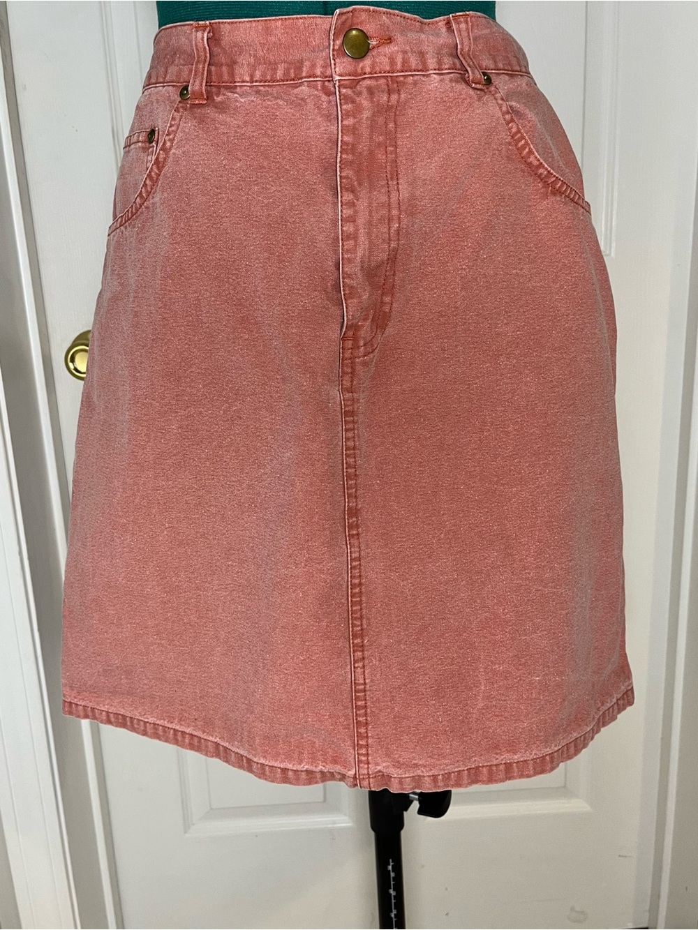 Vintage Women's Coral Denim A-Line Skirt